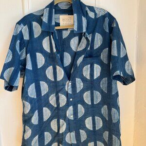 Kardo - Lamar Half Moon Dot Shibori Shirt - Indigo/White XL